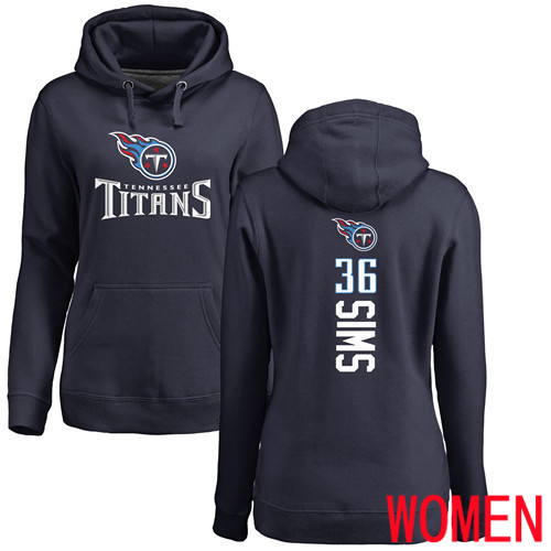 Tennessee Titans Navy Blue Women LeShaun Sims Backer NFL Football 36 Pullover Hoodie Sweatshirts